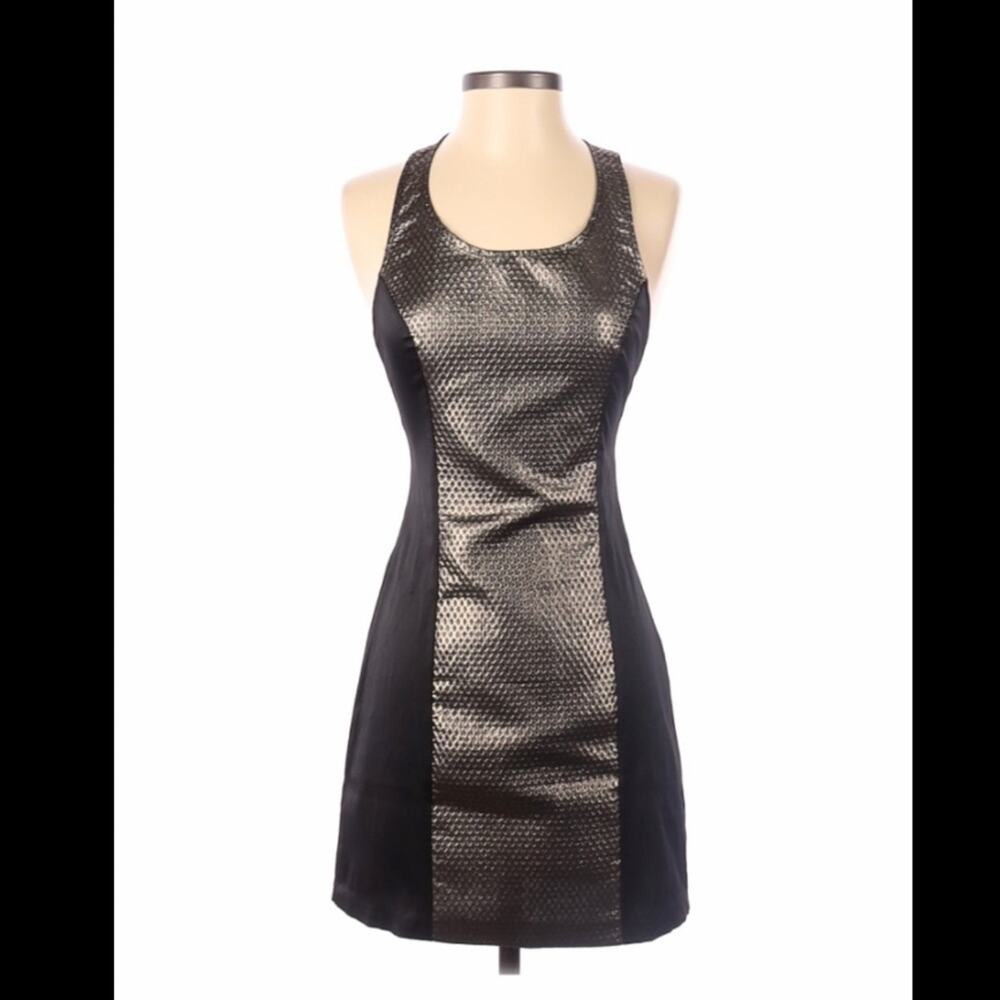 Wendy Wise Gold panel sheath style little‎ black cocktail dress, size small